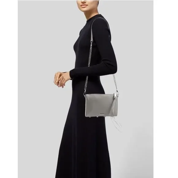 Rebecca Minkoff Tope Leather Shoulder Crossbody Bag Chain Studs Moto Boho Fringe - Picture 12 of 13